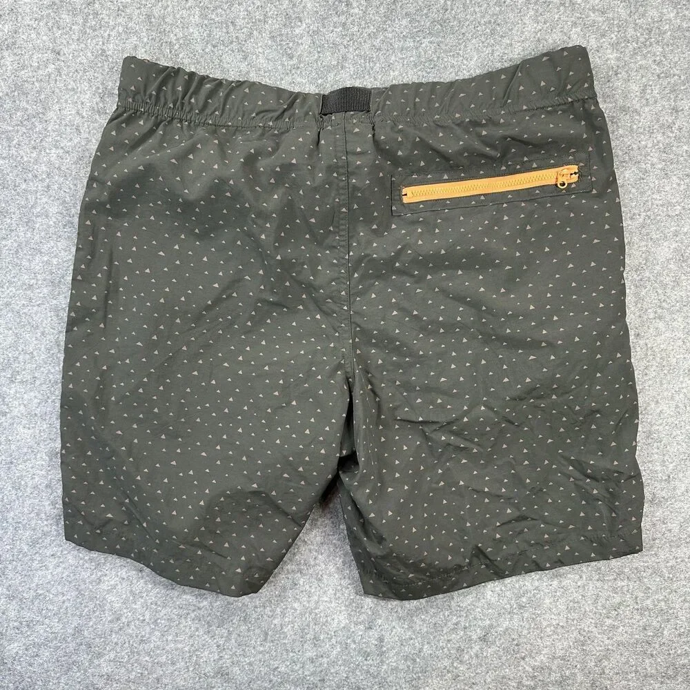 Howler Bros Swim Trunks Mens 35 Green Geometric Triangle Print Quick Dry